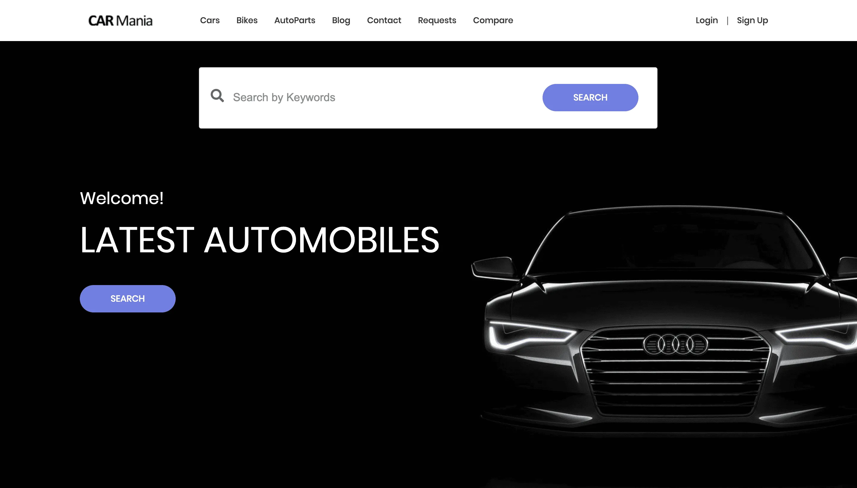 CarMania (Automotive Marketplace) project preview showing end-to-end automotive platform for vehicle listings, search, and user interactions with a modern web experience.